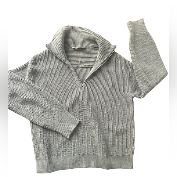 Everlane Sweaters - Everlane Women's Sage Green Half Zip Organic Cotton Oversize Sweater XXS